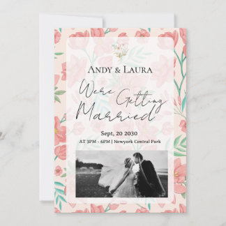 Faire carte d'invitation de mariage florale | Rose