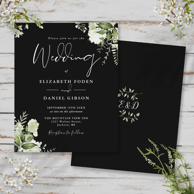 Faire carte d'invitation de mariage noir blanc ave (Créateur téléchargé)