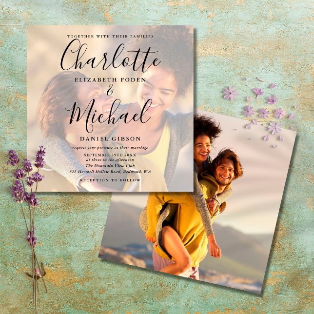 Faire carte d'invitation de mariage photo 2 écritu (Créateur téléchargé)
