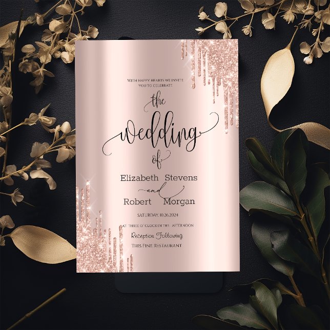Faire carte d'invitation de mariage rose gold (Créateur téléchargé)