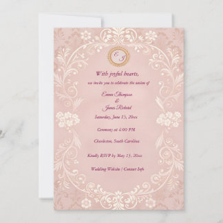 Faire carte d'invitation de mariage rose pâle