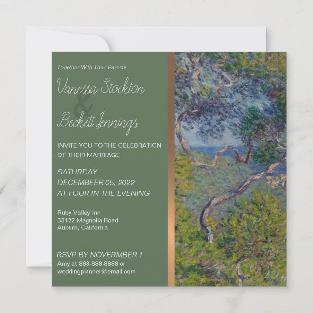 Faire carte d'invitation de mariage vintage Monet (Devant)