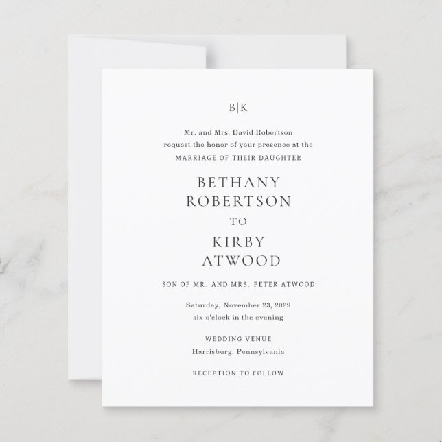 Faire Classique Invitation de Mariage Économique (Devant)