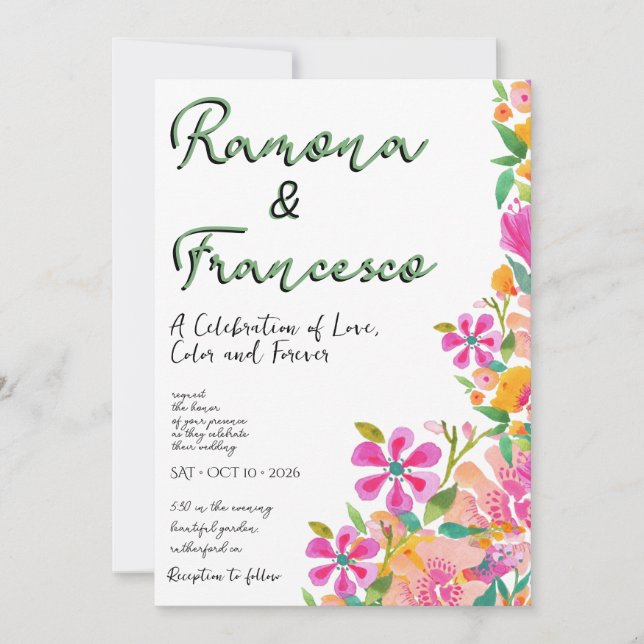 Faire Confiance à Vous Invitation de Mariage Flora (Devant)
