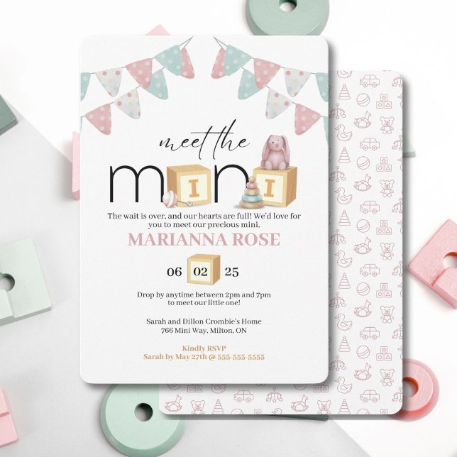 Faire Connaissance avec la Carte d'Invitation de B (Adorable invitation to introduce your newborn with a special gathering)