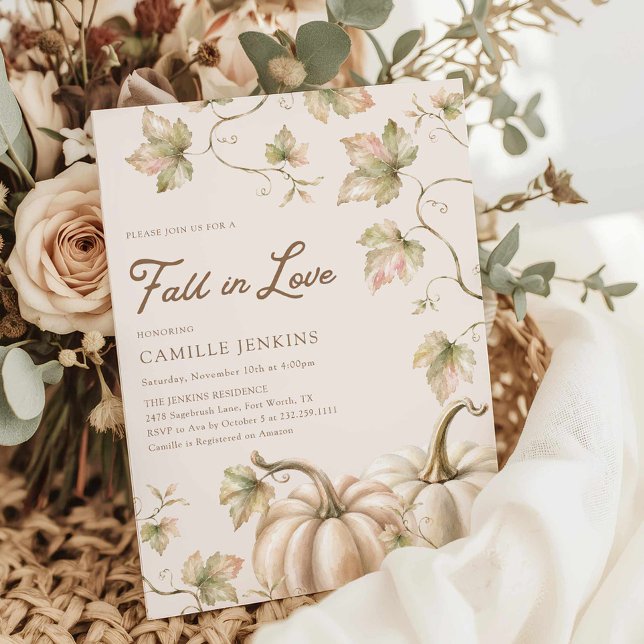 Faire Connaissance avec une Invitation de Remise d (Fall in Love Pumpkin Bridal Shower Invitation)