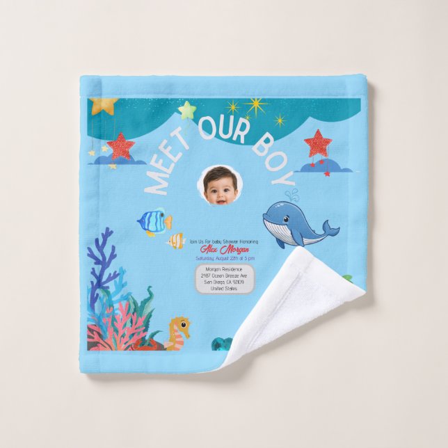 Faire Connaissance de Notre Garçon Invitation à la (Gant de toilette)