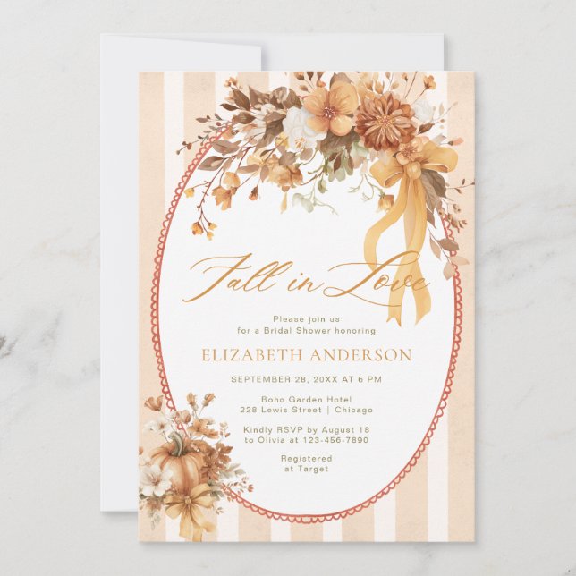 Faire Connaissance Floral Ruban Invitation de Mari (Devant)