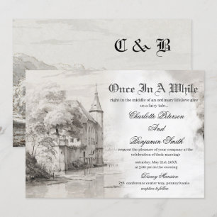 Faire conte Château Invitation de mariage vintage