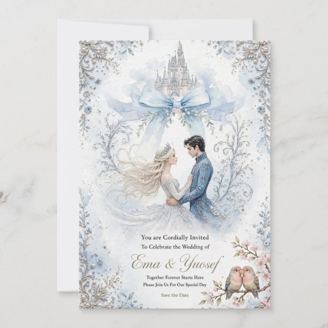 Faire Conte de Fées Invitation de Mariage Château  (Devant)