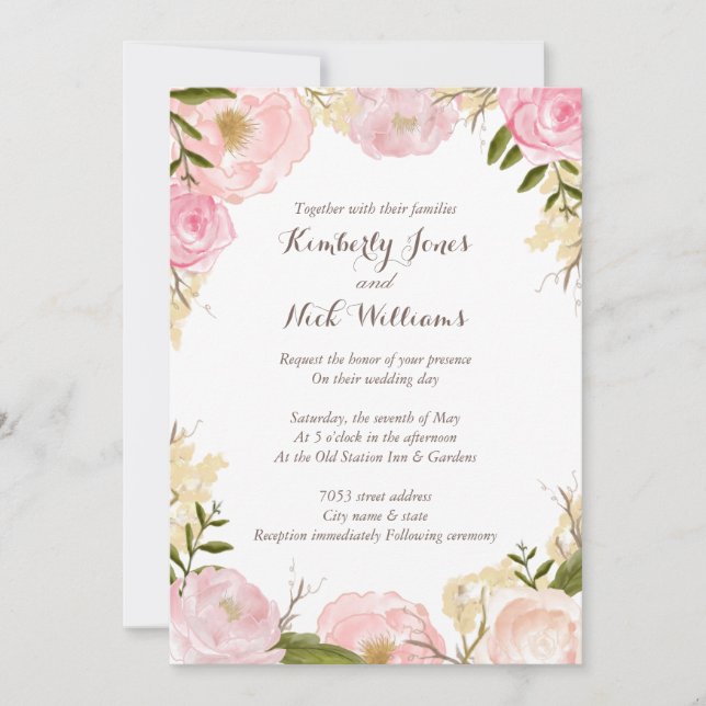 Faire couronne de rose florale Invitation de maria (Devant)
