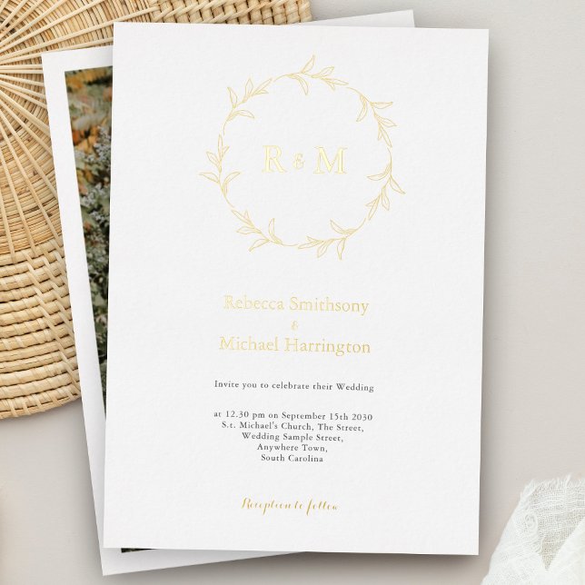 Faire couronne dorée faire-part de mariage monogra (Créateur téléchargé)