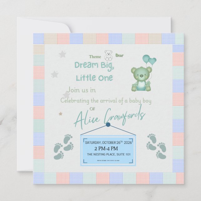 Faire de grands rêves, petit bébé Invitation à la  (Devant)