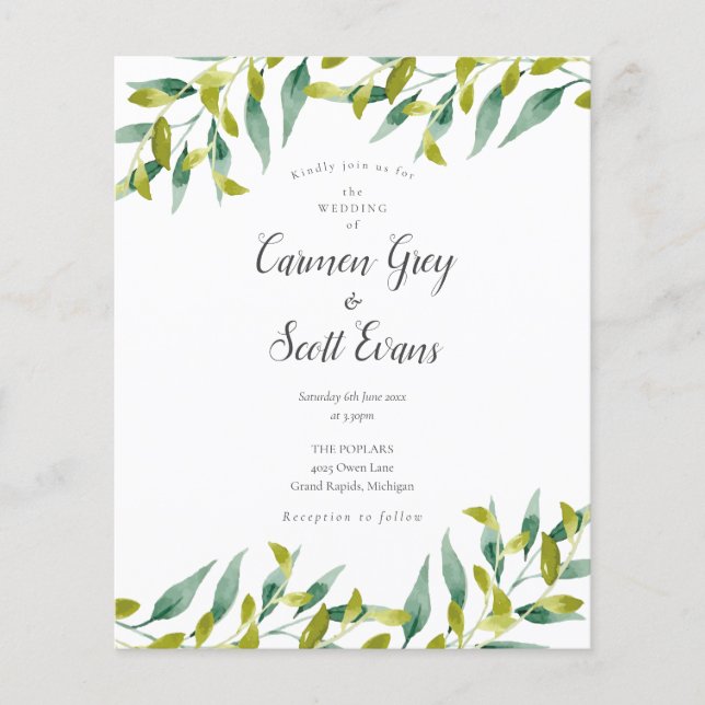 Faire de la verdure chic script faire part de mari (Devant)