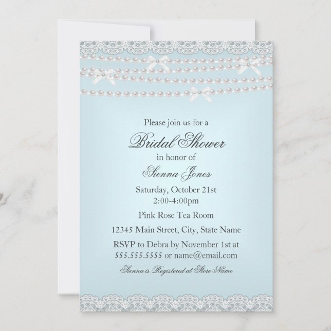 Faire dentelle et invitation de bains de mariage b (Devant)