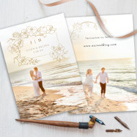 Faire dessin à l'or floral Save the Date