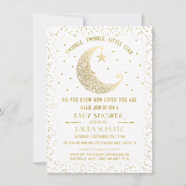 Faire dodo, petite étoile, invitation pour une bab (Devant)