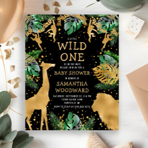 Faire du Safari Bébé Shower Invitation Noir Or