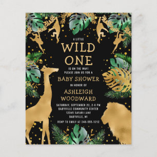 Faire du Safari Bébé Shower Invitation Noir Or