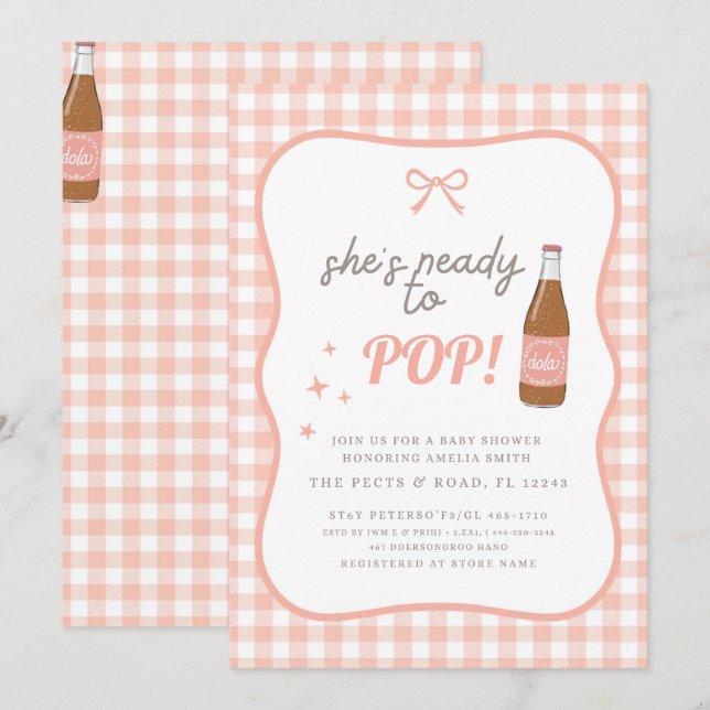Faire éclater la fille au soda Invitation pour Bab (Devant / Derrière)