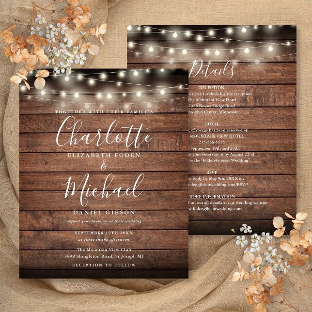 Faire-Ensemble Invitation de Mariage Rustique à Pr (All In One Budget Rustic Wedding Invitation)