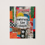 Faire Face Au Puzzle Du Chaos<br><div class="desc">Embrassez Le Chaos. Ce collage multimédia mixte amusant,  coloré et désordonné présente des tonnes de texture,  des couleurs vives et du texte.</div>