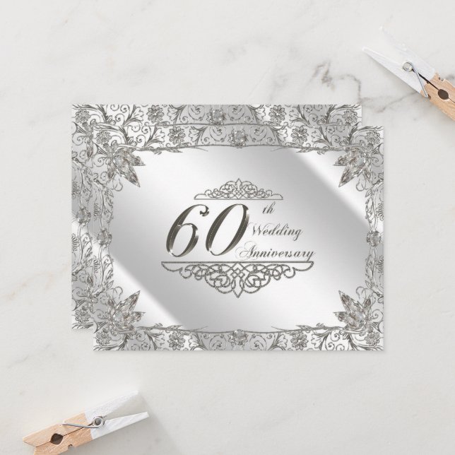 Faire Fête aux 60 ans de Mariage - Invitation Noce (Devant/Arrière en situation)
