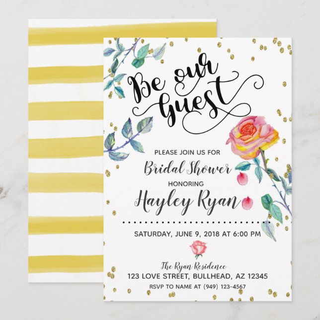 Faire Fête de Mariage Invitation à l'aquarelle (Devant / Derrière)