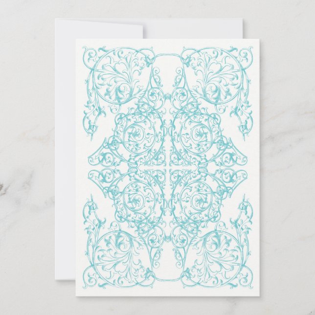 Faire-Fleur Mariage Invitation Bleu) (Devant)