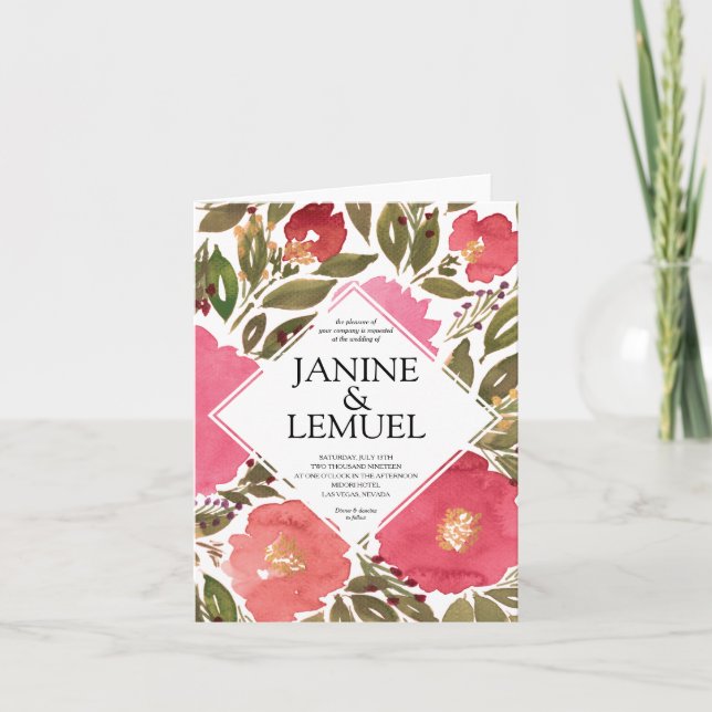 Faire Fleurir les Fleurs Invitation de Mariage (Devant)