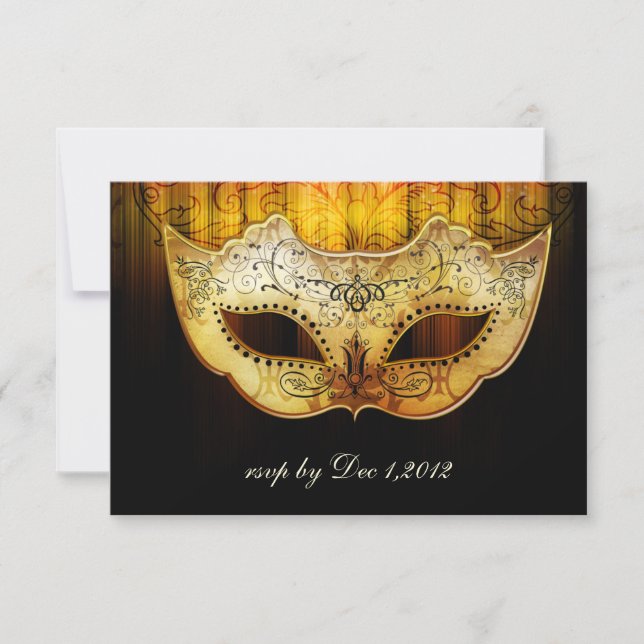 Faire Flourish Invitation de mariage Mascarade Or (Devant)