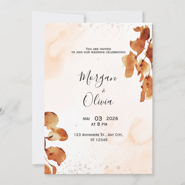 Faire invitation à l'aquarelle neutre  (Devant)