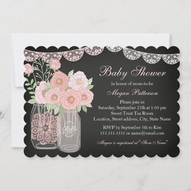 Faire invitation Baby Shower avec un pot Mason et  (Devant)