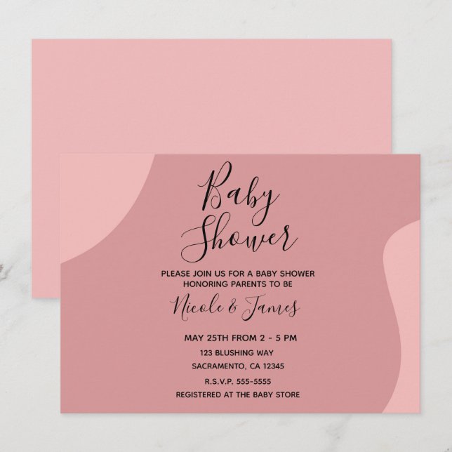 Faire Invitation Baby Shower Minimal Moderne Mauve (Devant / Derrière)