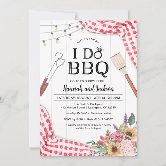 Faire invitation BBQ pour fête de couples Shower a (Devant)
