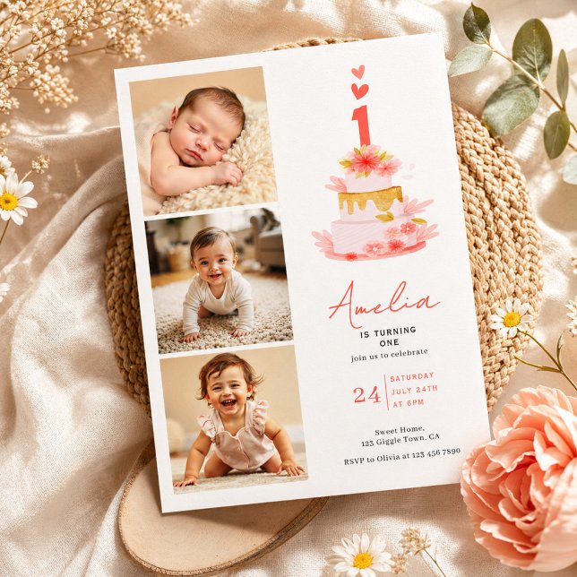 Faire invitation de 1er anniversaire avec collage  (Créateur téléchargé)