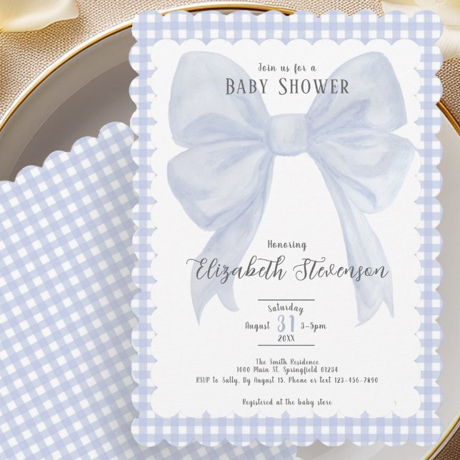 Faire invitation de baby shower avec un nœud bleu  (Créateur téléchargé)