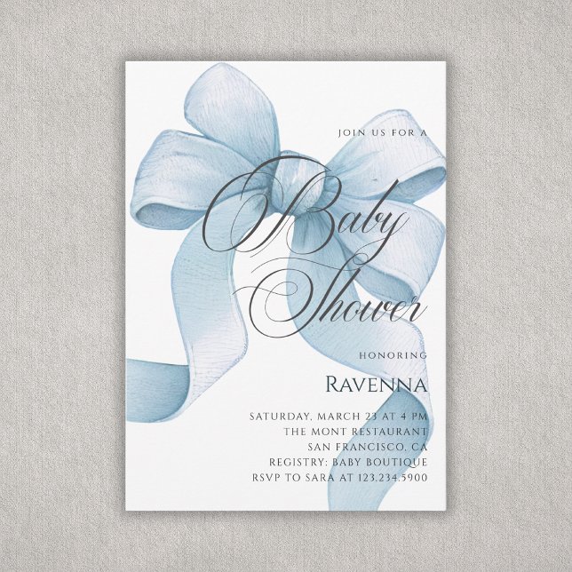 Faire Invitation de Baby Shower avec un Ruban Bleu (Créateur téléchargé)