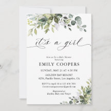 Faire invitation de baby shower Eucalyptus élégant