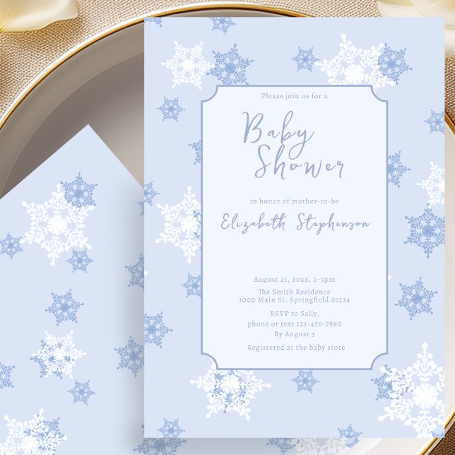 Faire invitation de baby shower flocon de neige bl (Créateur téléchargé)