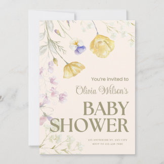 Faire invitation de baby shower florale