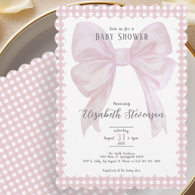 Faire invitation de baby shower rose élégante (Créateur téléchargé)
