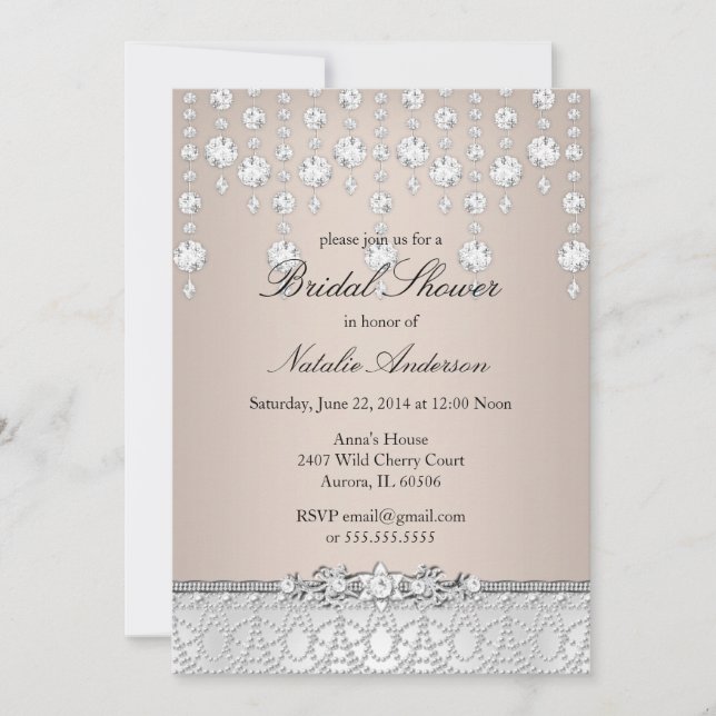 Faire invitation de bains de mariée Crystal (Devant)