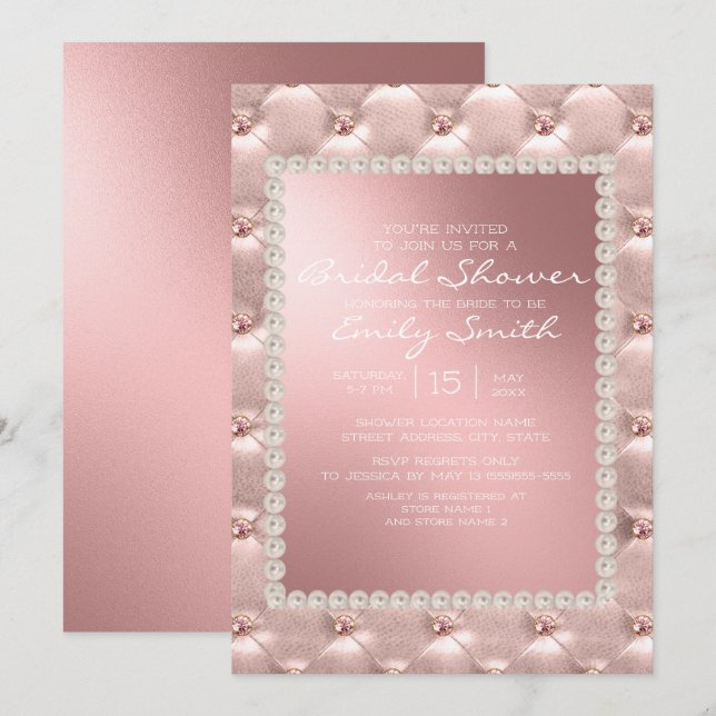 Faire invitation de bains de mariée rose blush bla (Devant / Derrière)