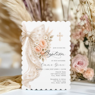 Faire invitation de baptême au ruban de perle et a
