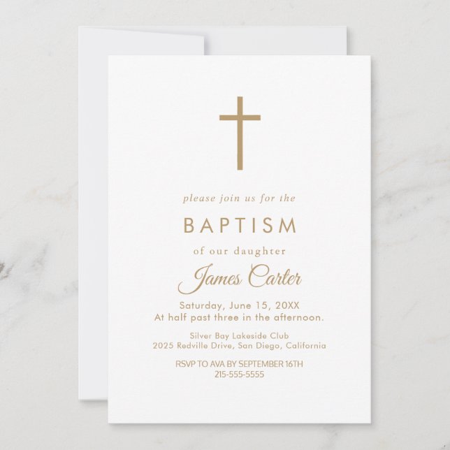 Faire invitation de baptême avec croix en typograp (Devant)