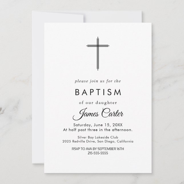 Faire invitation de baptême avec croix en typograp (Devant)