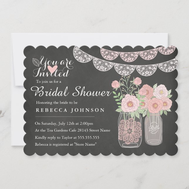 Faire invitation de bapteme en pot de Mason et tab (Devant)