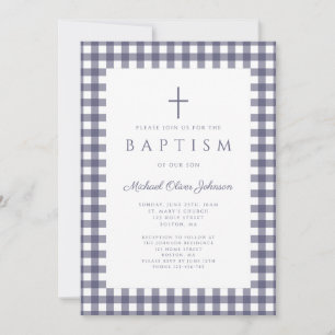 Faire invitation de baptême pour garçon à carreaux