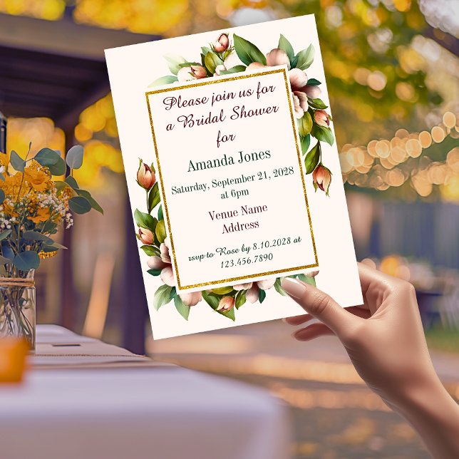Faire invitation de carton de douche de mariée boh (Elegant Floral Arch Boho Bridal Shower Invitation)